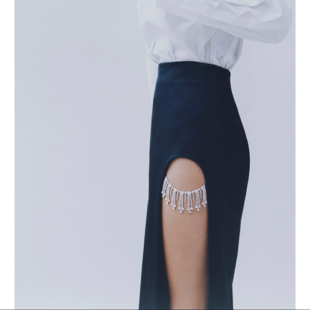 ZARA jewel trim satin effect skirt NWT